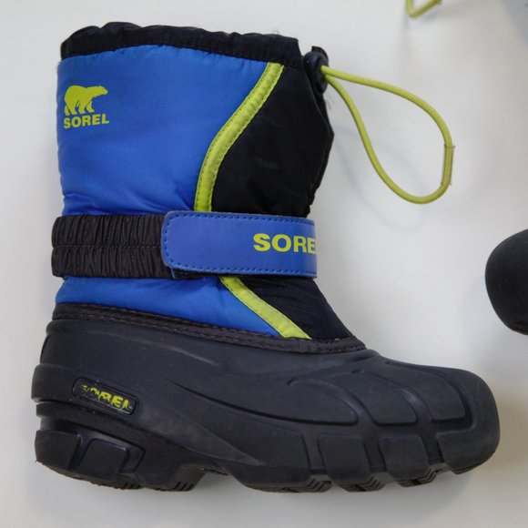 Sorel Black/Blue Children's Flurry Boot, Unisex Toddler Young Child Kids Size 11 - Picture 2 of 9